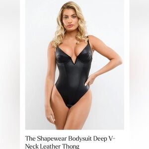 Popilush NWT Deep V-Neck leather bodysuit